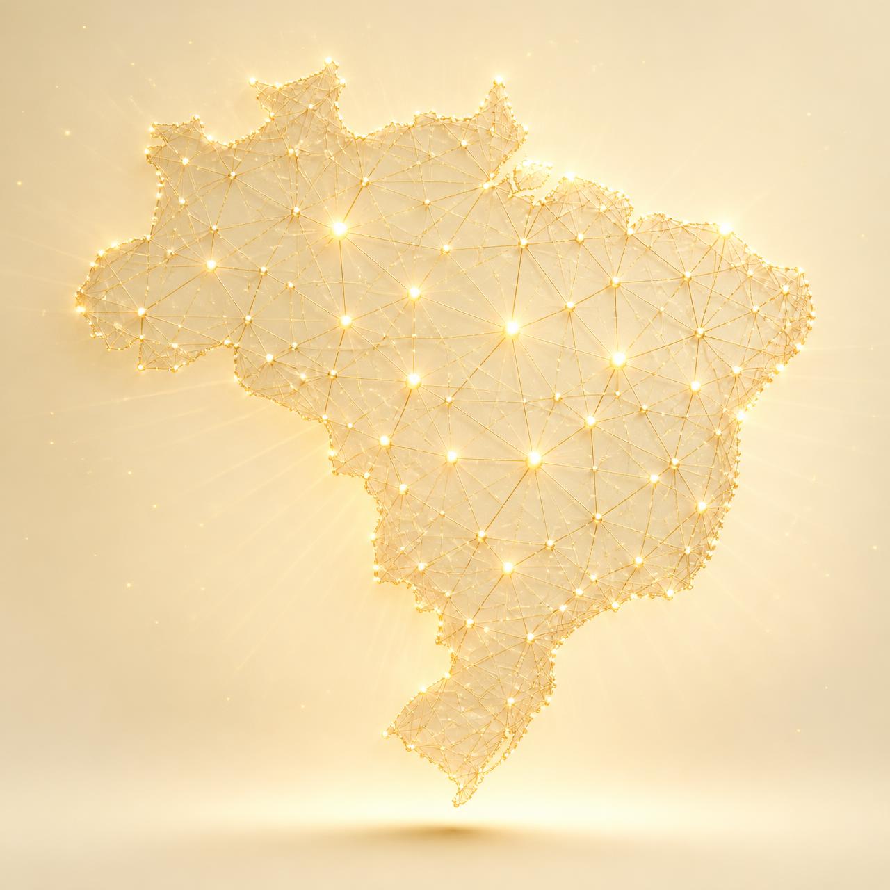 Mapa do Brasil conectado — ecossistema de recuperação de crédito